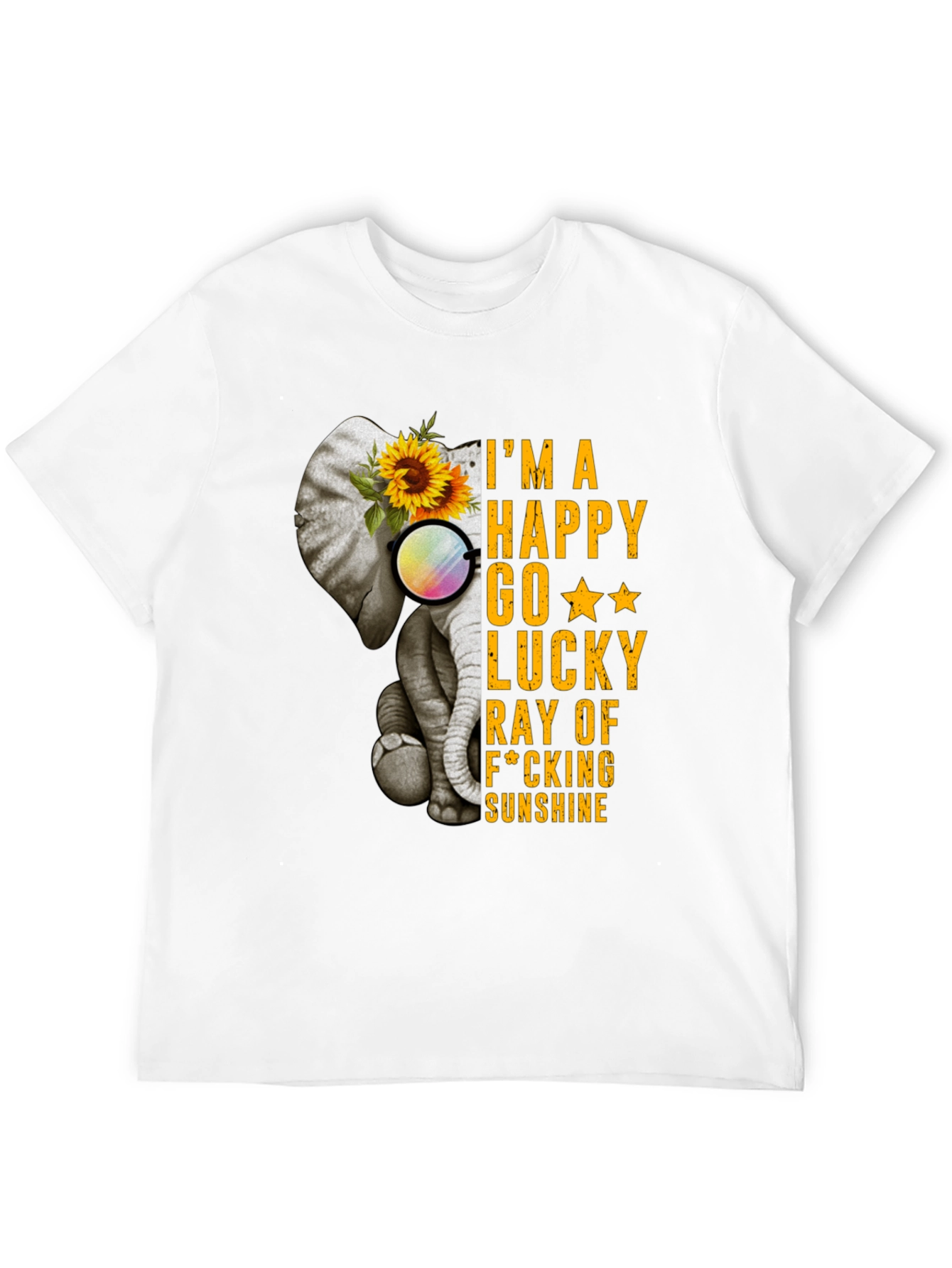 Elephant Sunflower Graphic T-Shirt - Happy Sunshine