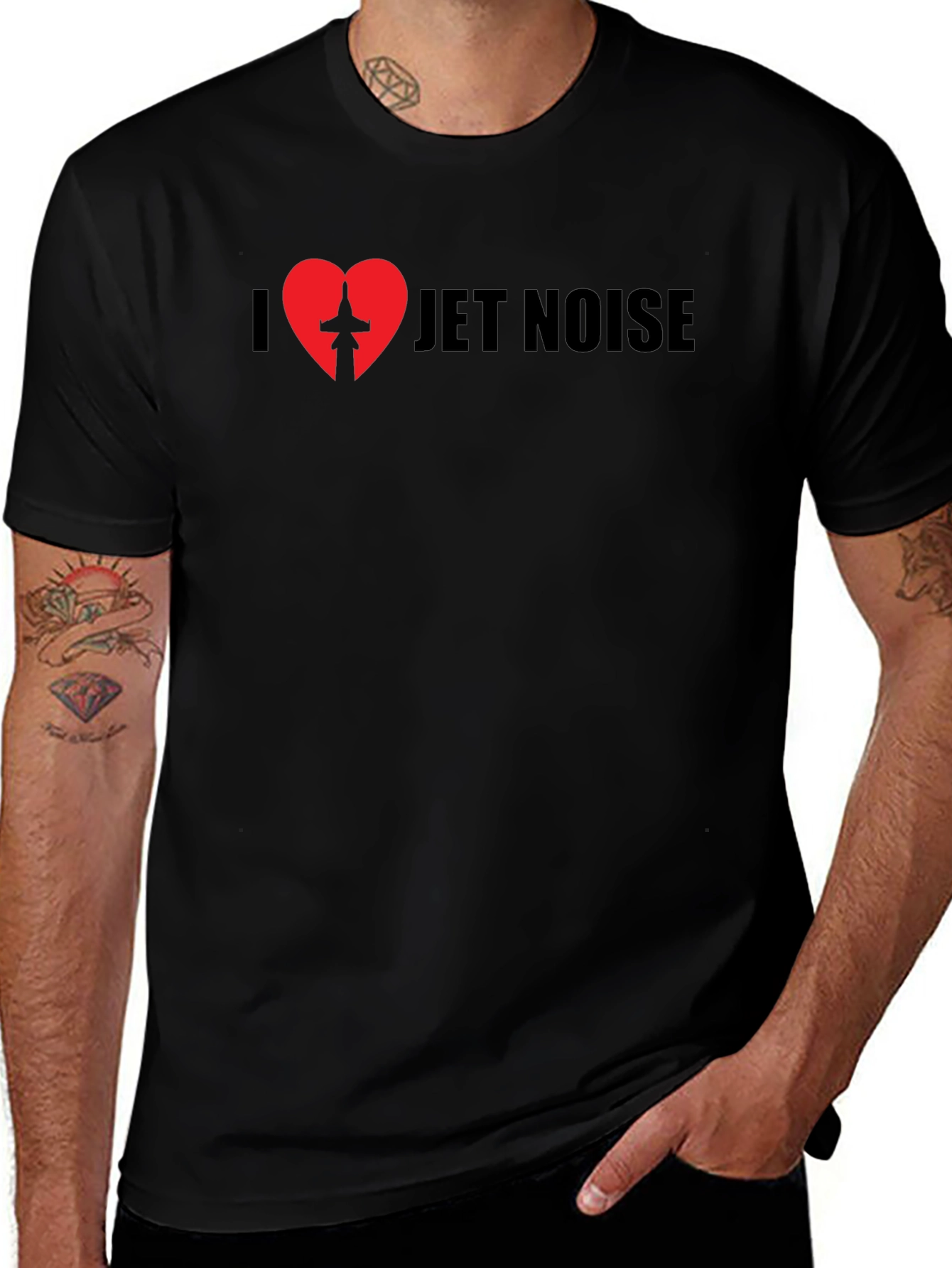 I Love Jet Noise Black Graphic T-Shirt