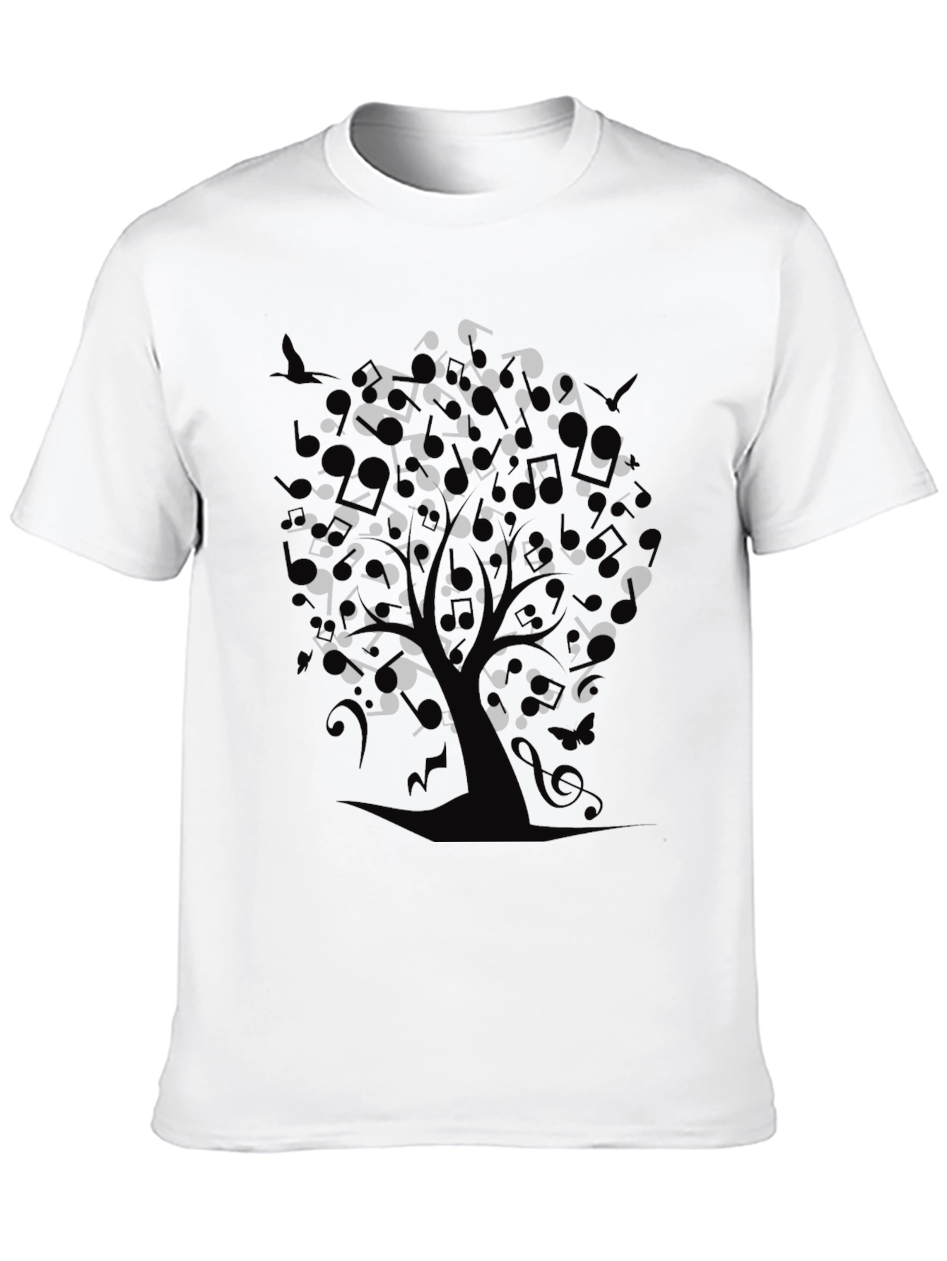 Musical Tree Graphic Black T-Shirt