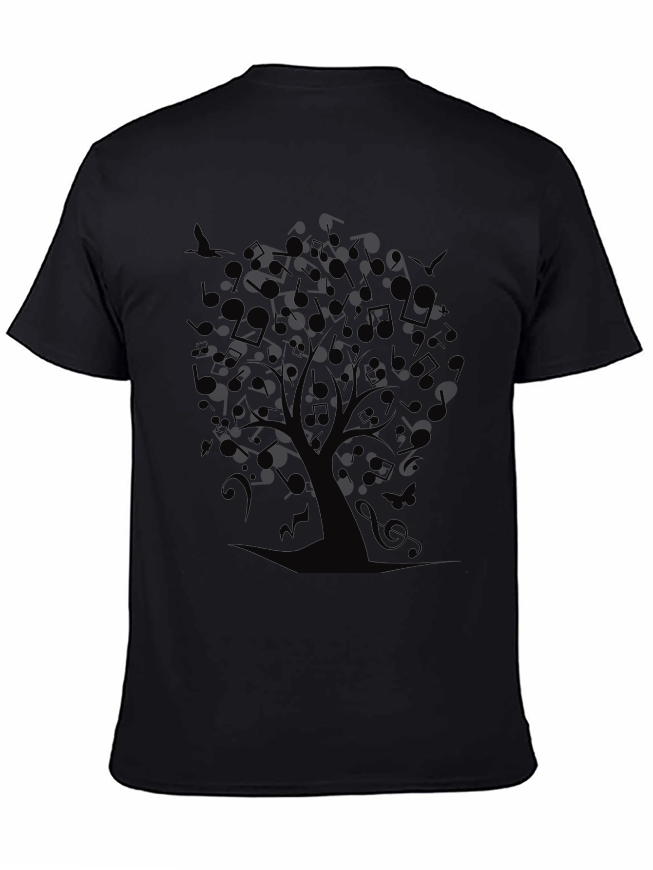 Musical Tree Graphic Black T-Shirt