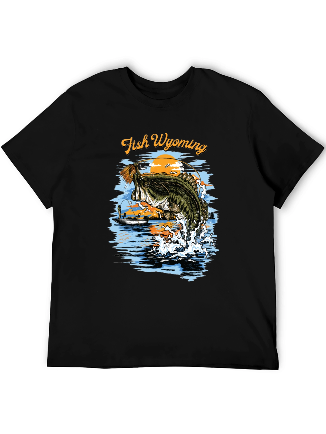 Fish Wyoming Black Graphic T-Shirt
