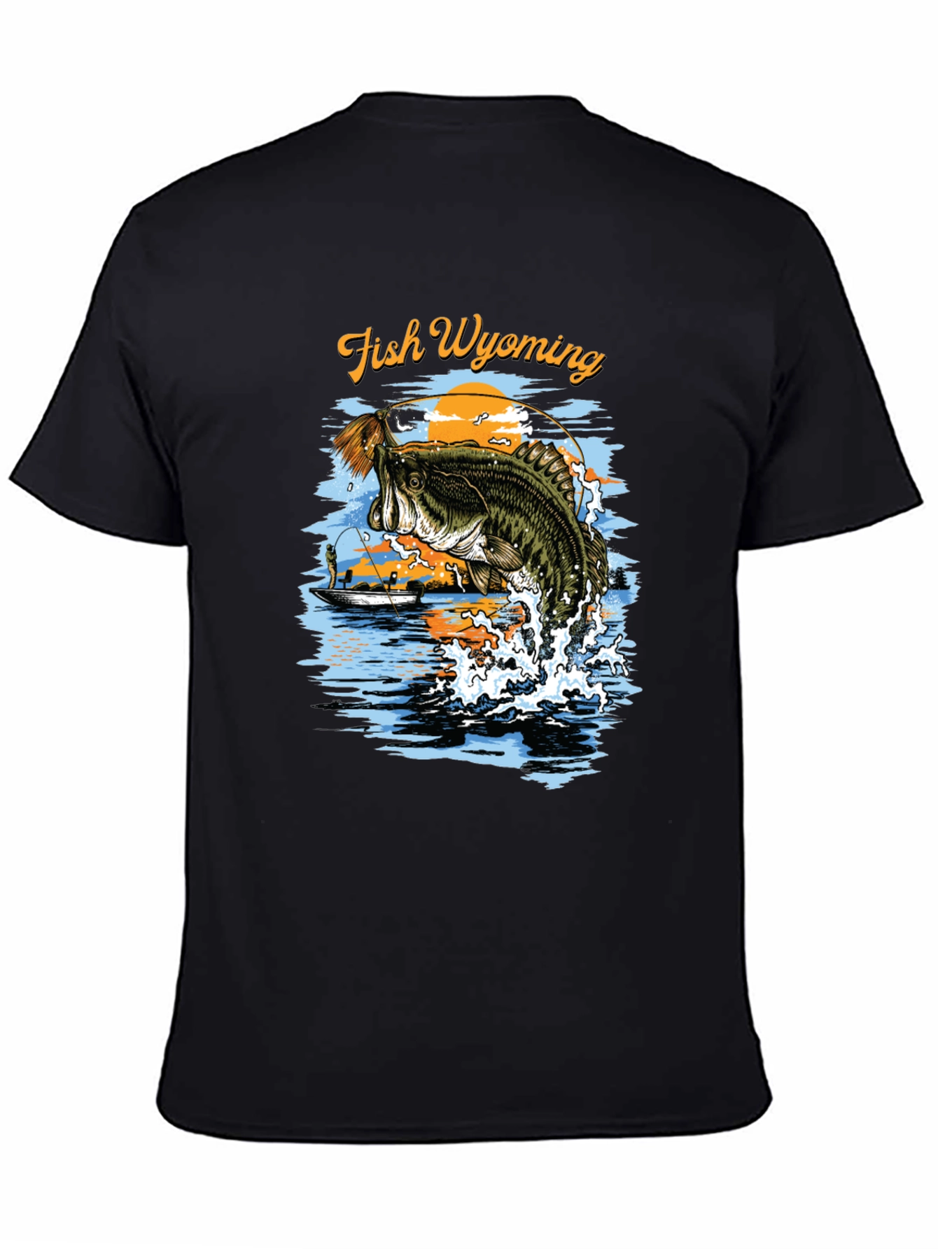 Fish Wyoming Black Graphic T-Shirt