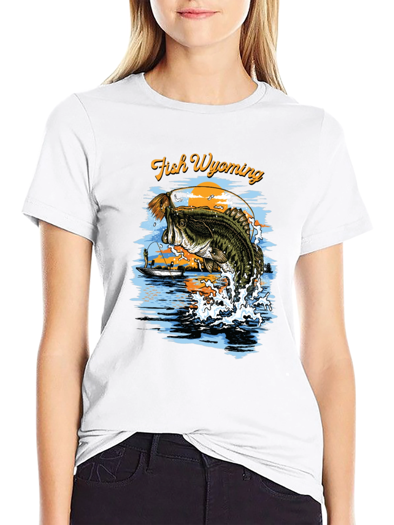 Fish Wyoming Black Graphic T-Shirt