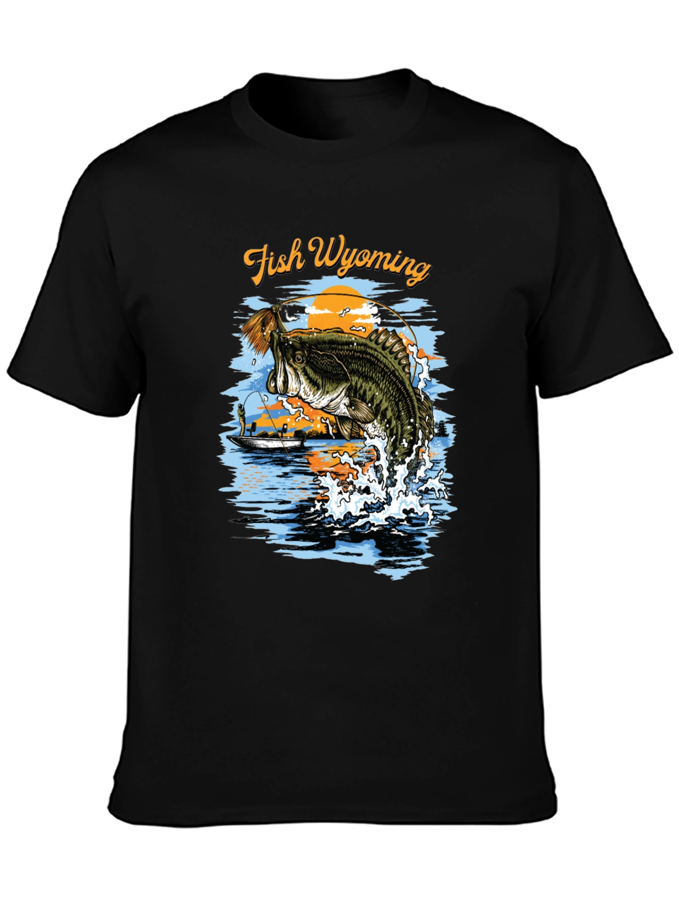Fish Wyoming Black Graphic T-Shirt