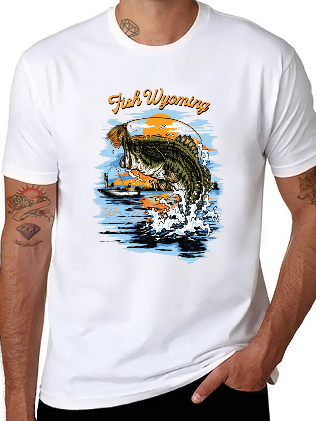Fish Wyoming Black Graphic T-Shirt