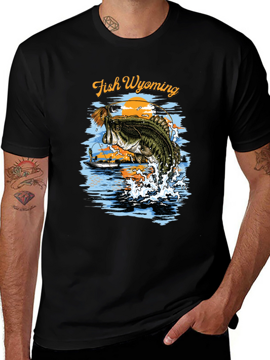 Fish Wyoming Black Graphic T-Shirt