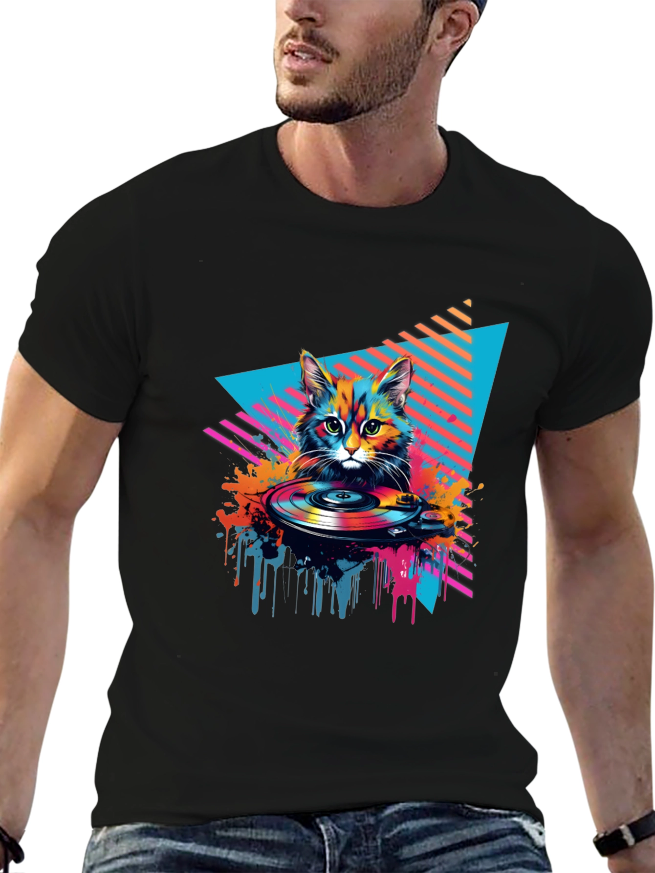 Retro Cat DJ Graphic Tee