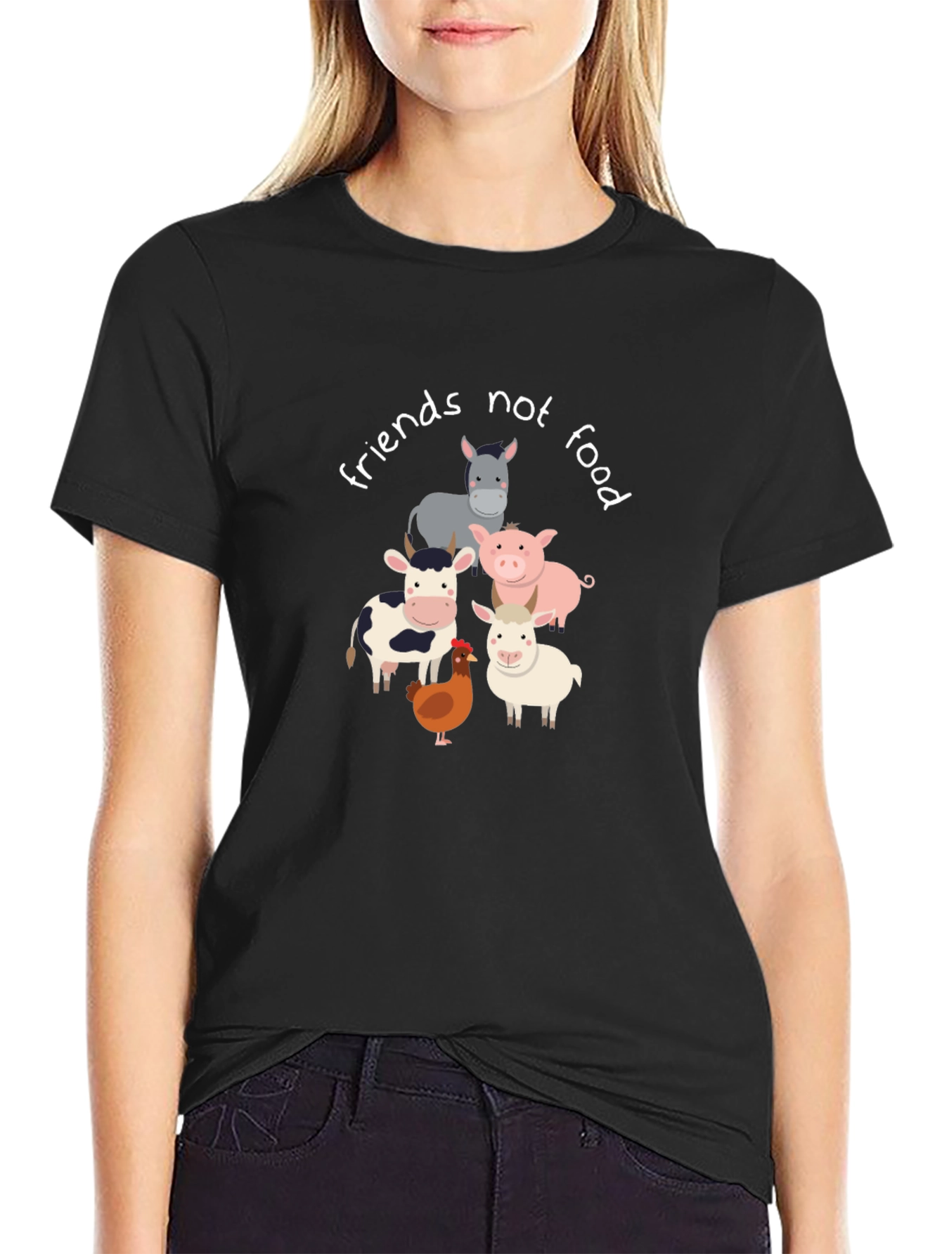 Vegan T-Shirt: Friends Not Food Animal Graphic Tee
