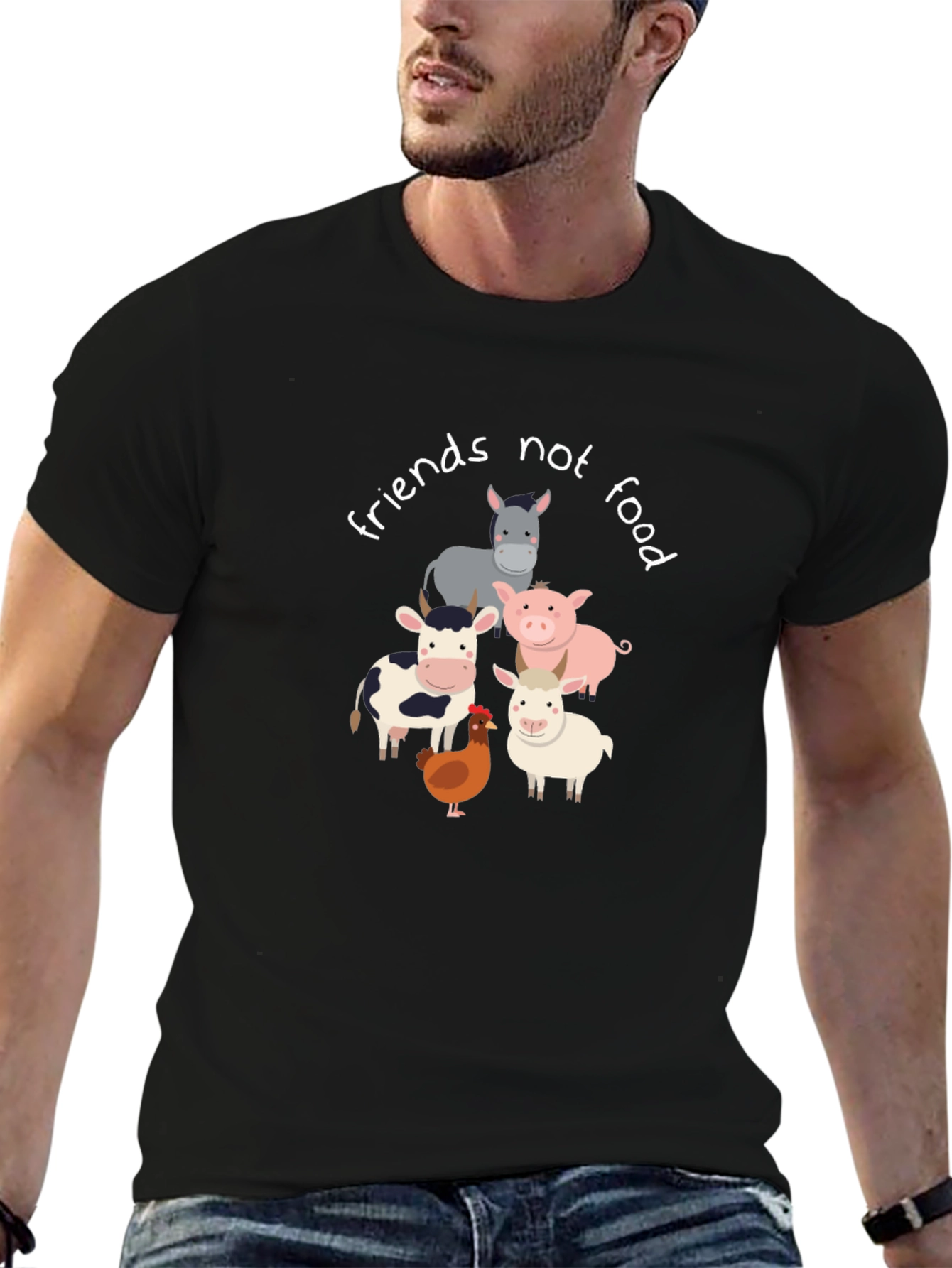Vegan T-Shirt: Friends Not Food Animal Graphic Tee