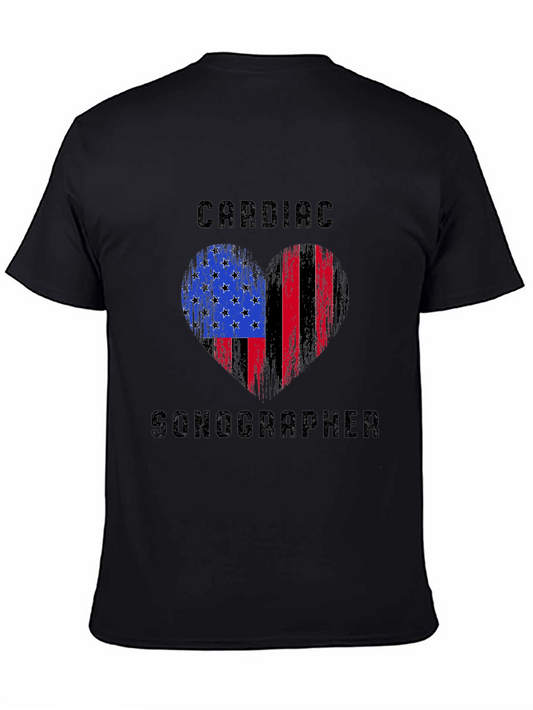 Cardiac Sonographer Heart Flag T-Shirt