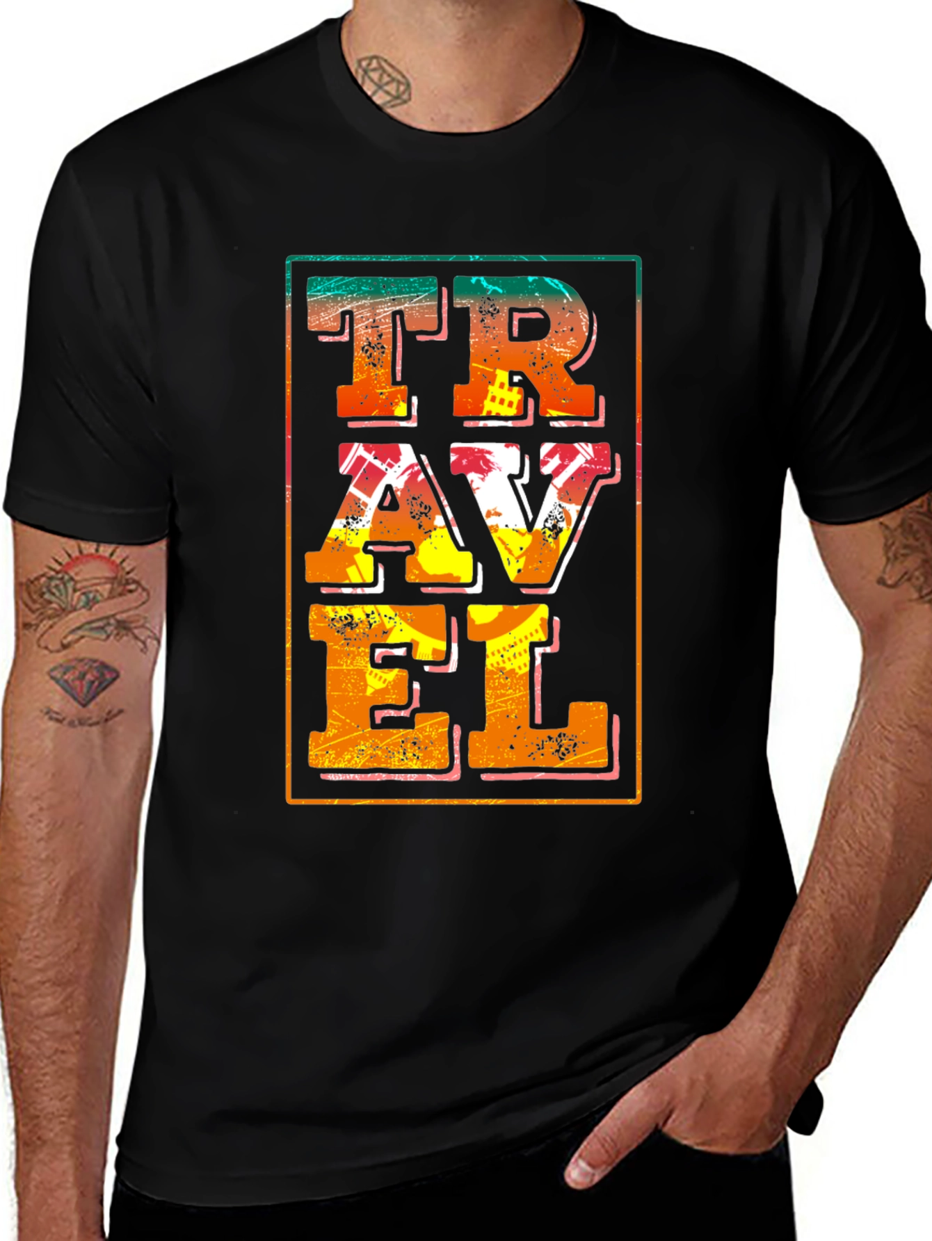 Travel Graphic Tee - Black Cotton Blend