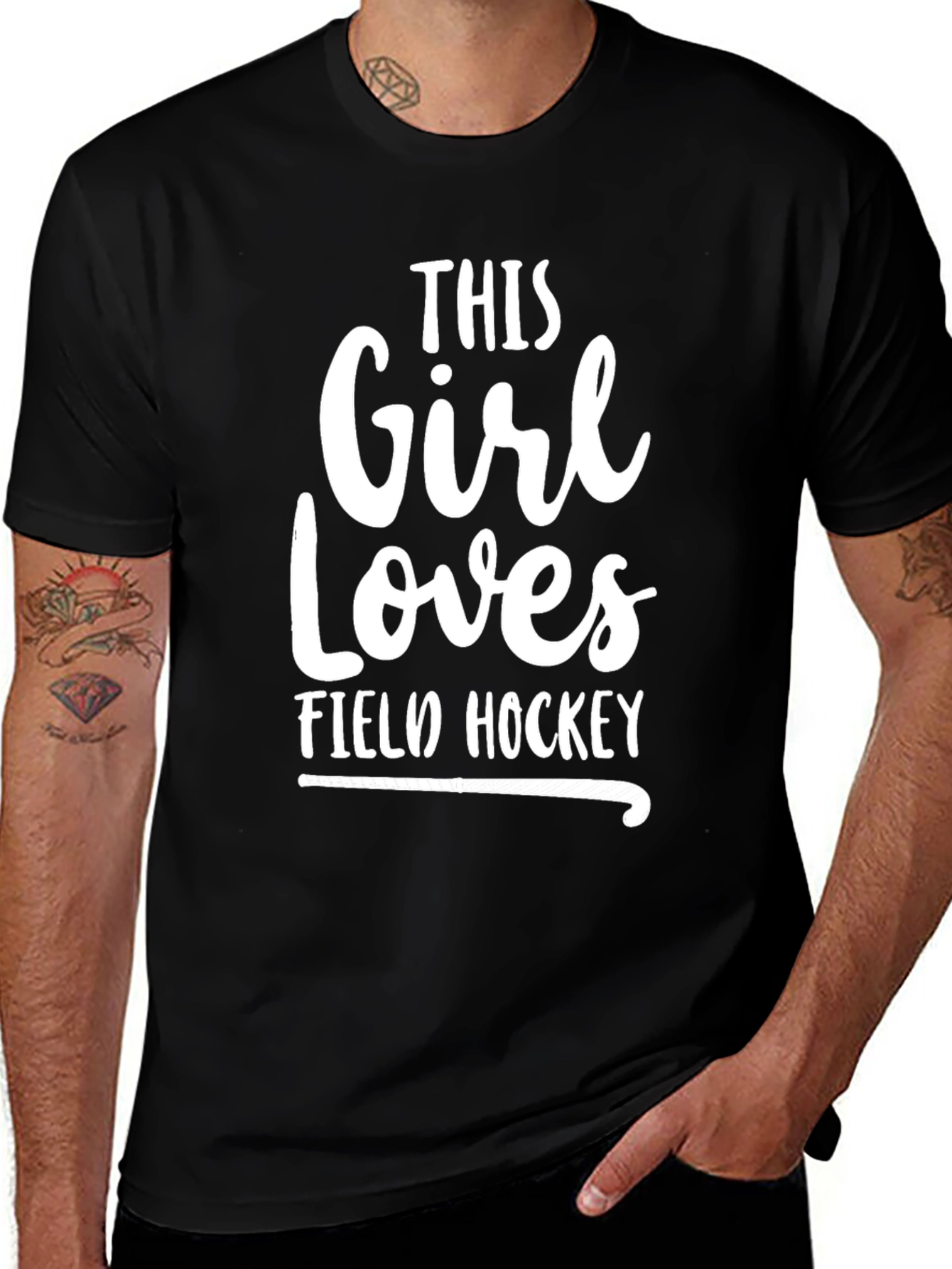 This Girl Loves Field Hockey T-Shirt Black Cotton