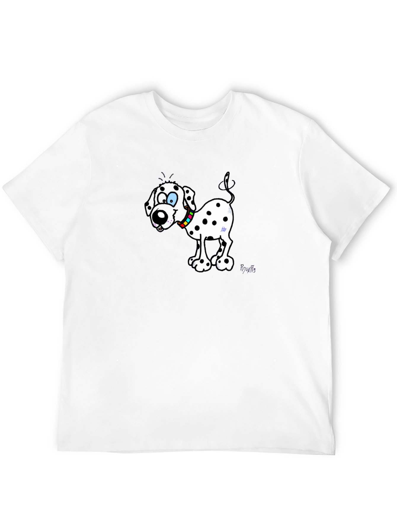 Dalmatian Cartoon Dog Black T-Shirt