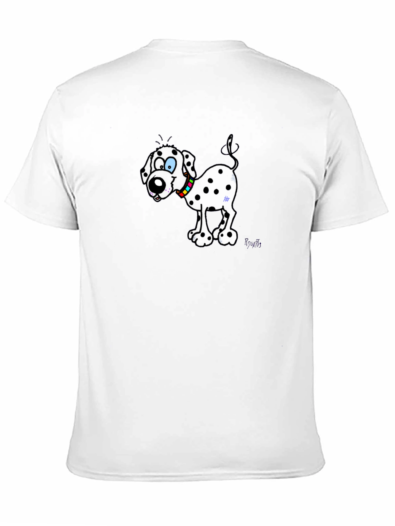 Dalmatian Cartoon Dog Black T-Shirt
