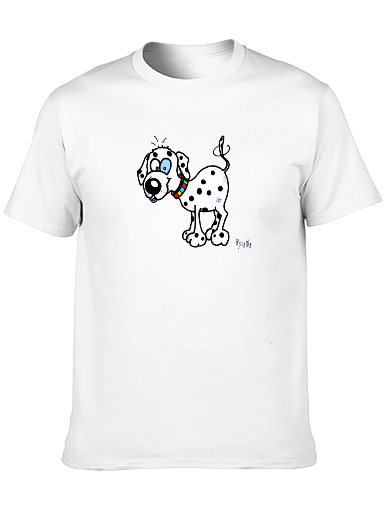 Dalmatian Cartoon Dog Black T-Shirt