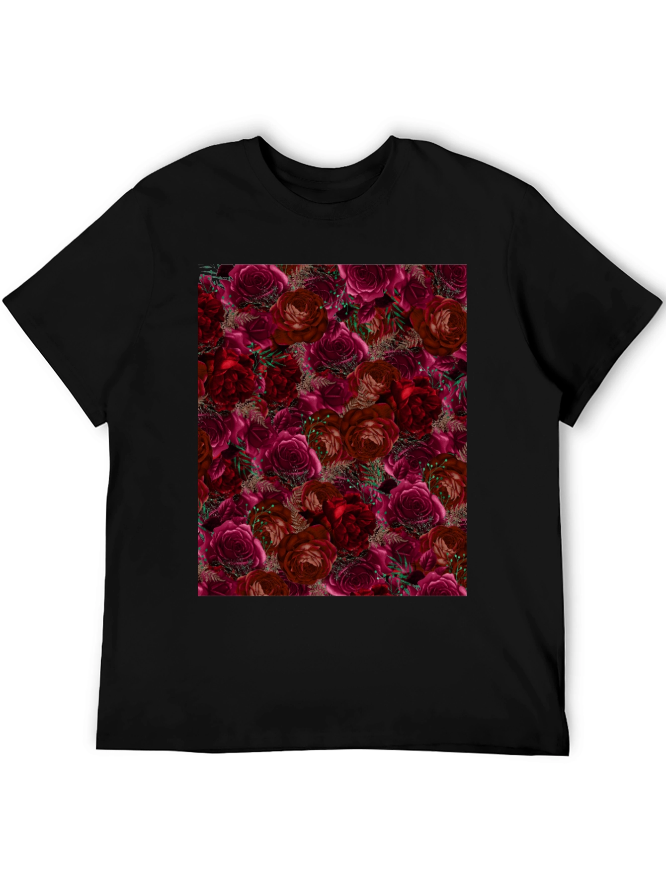 Floral Roses T-Shirt - Black