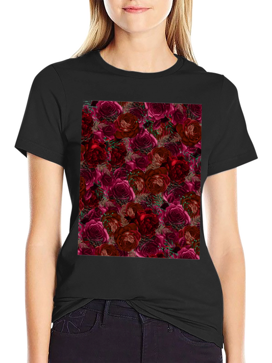 Floral Roses T-Shirt - Black