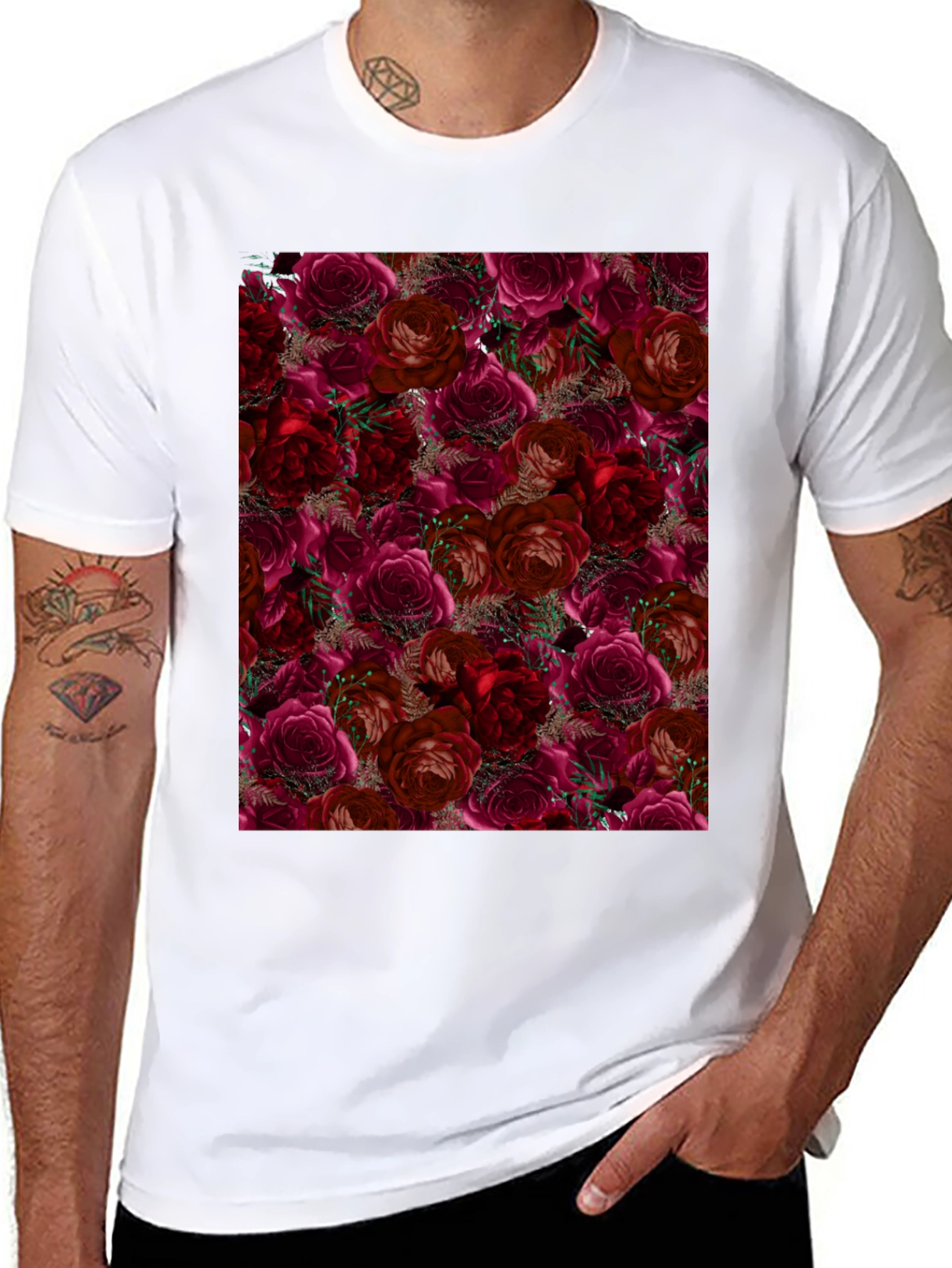 Floral Roses T-Shirt - Black
