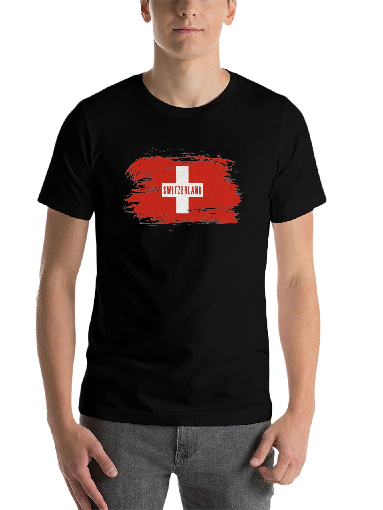 Switzerland Flag T-Shirt - Black Graphic Tee