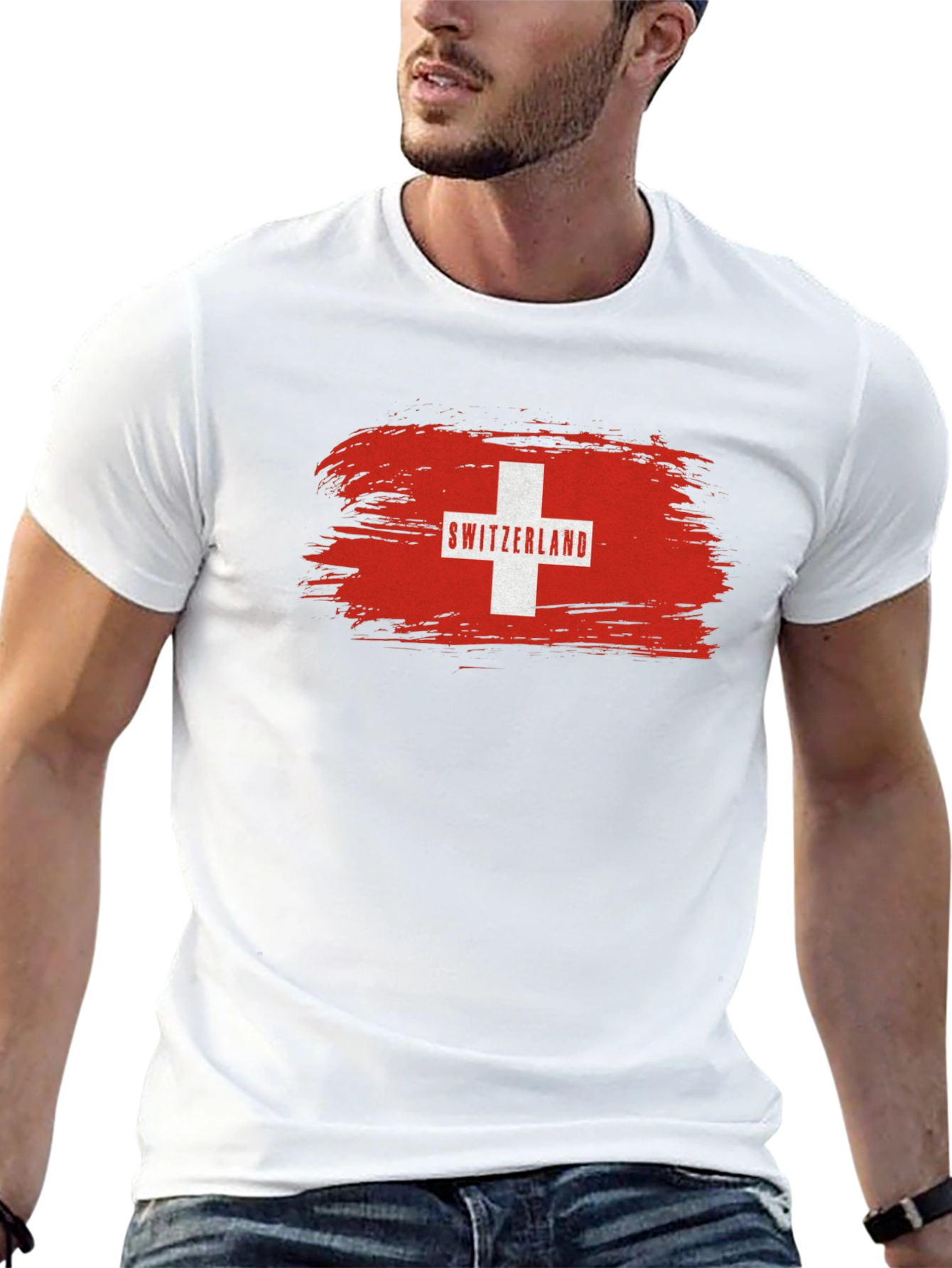 Switzerland Flag T-Shirt - Black Graphic Tee