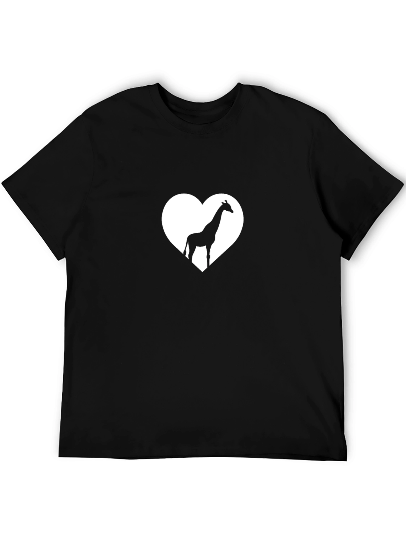 Giraffe Heart Graphic Tee - Stylish Black Cotton T-Shirt