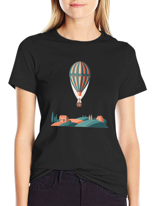 Hot Air Balloon Ride Graphic Tee - Black