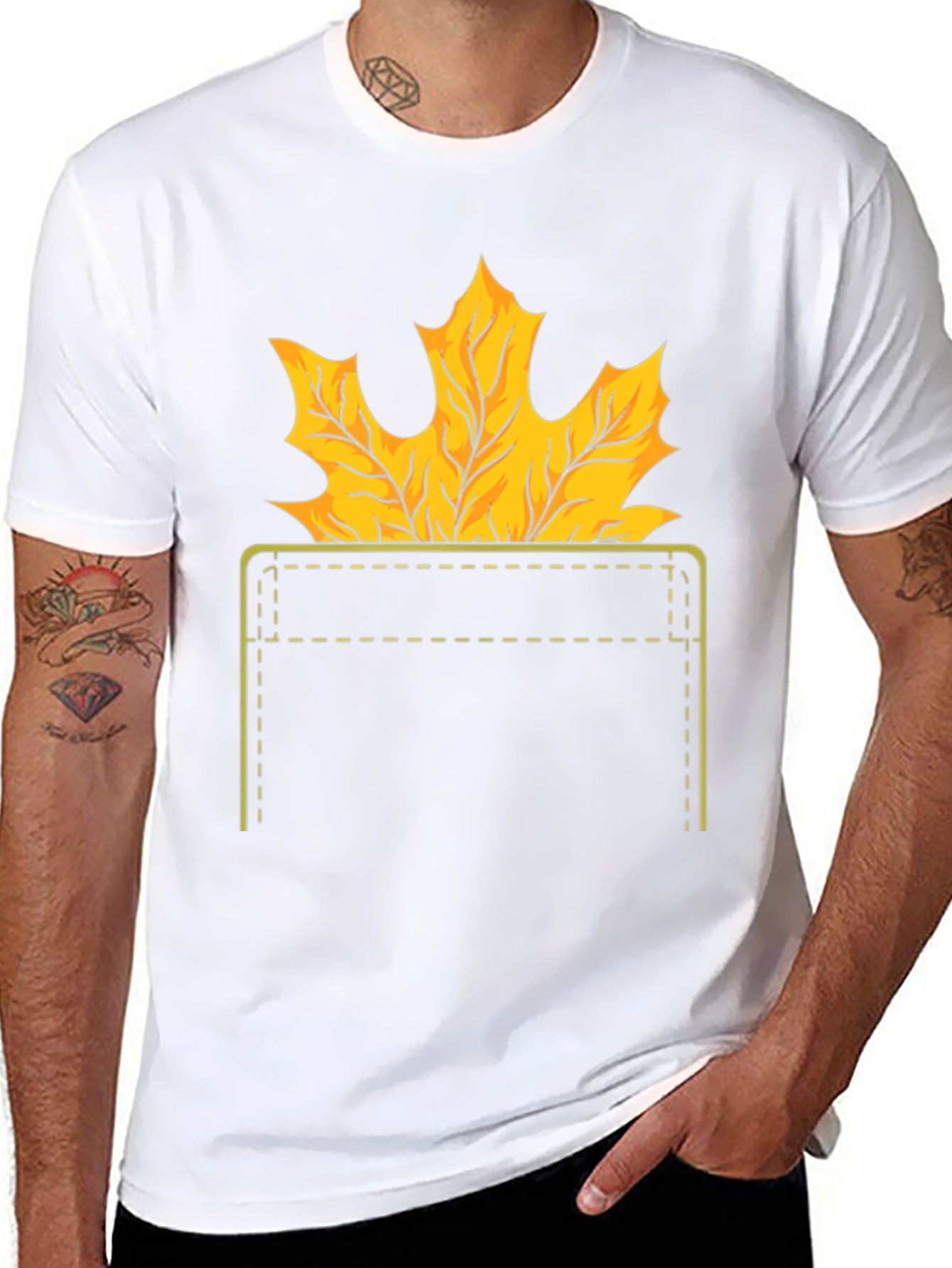 Autumn Leaf Pocket T-Shirt - Fall Graphic Tee