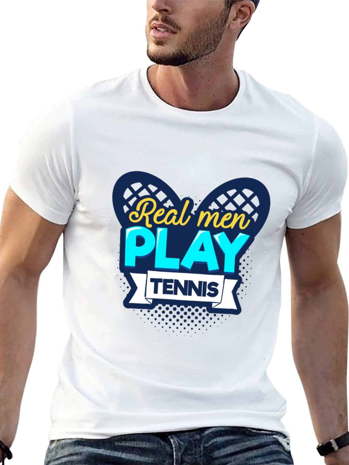 Real Men Play Tennis Graphic T-Shirt