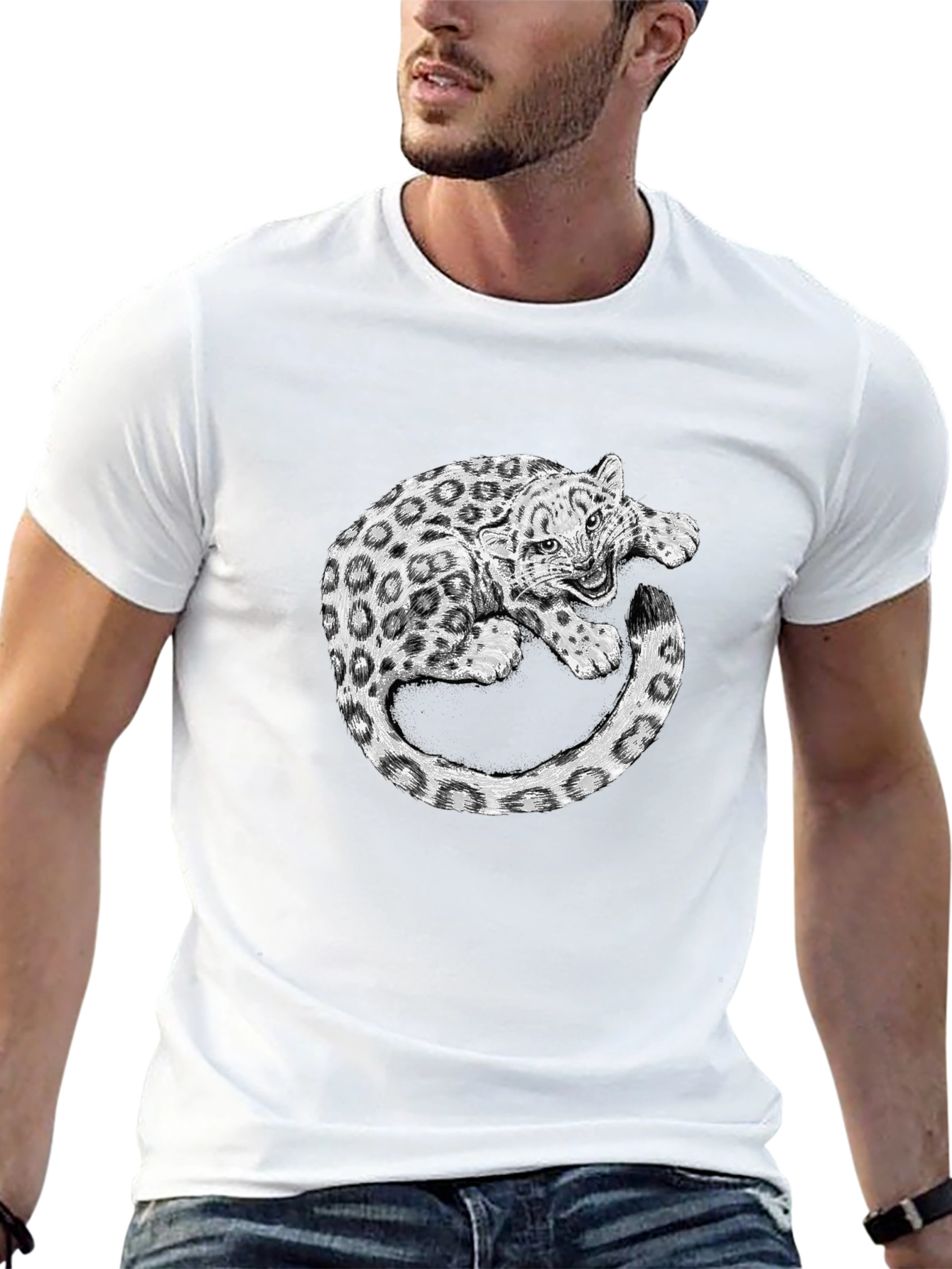 Leopard Graphic Print Black T-Shirt