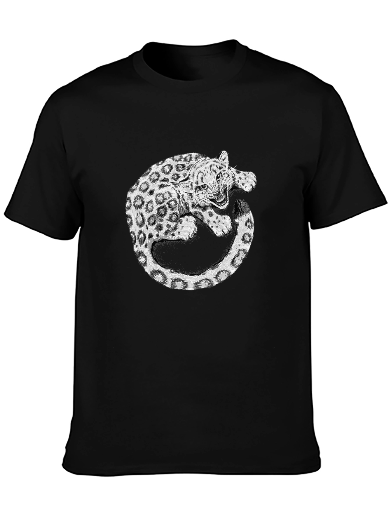 Leopard Graphic Print Black T-Shirt