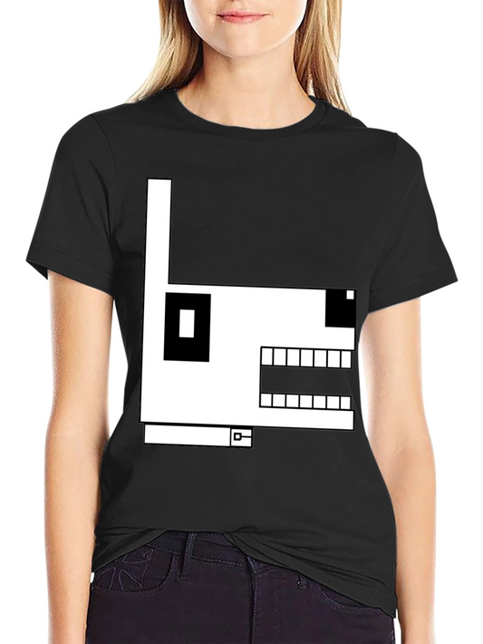 Geometric Dog Graphic T-Shirt - Black
