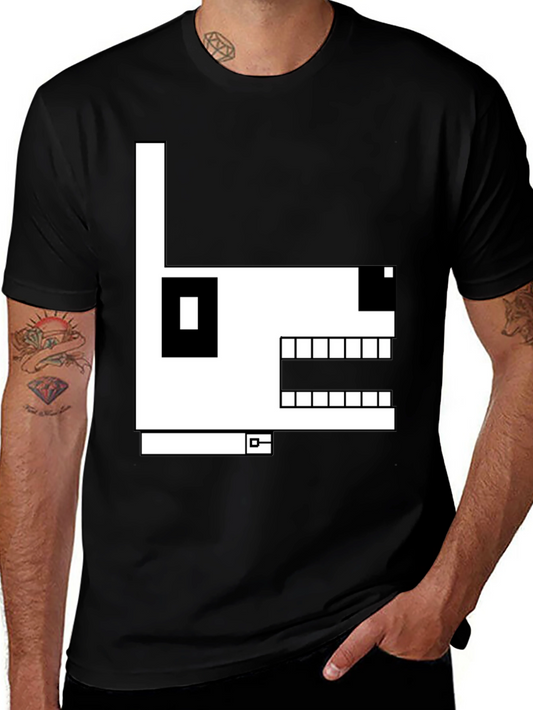 Geometric Dog Graphic T-Shirt - Black