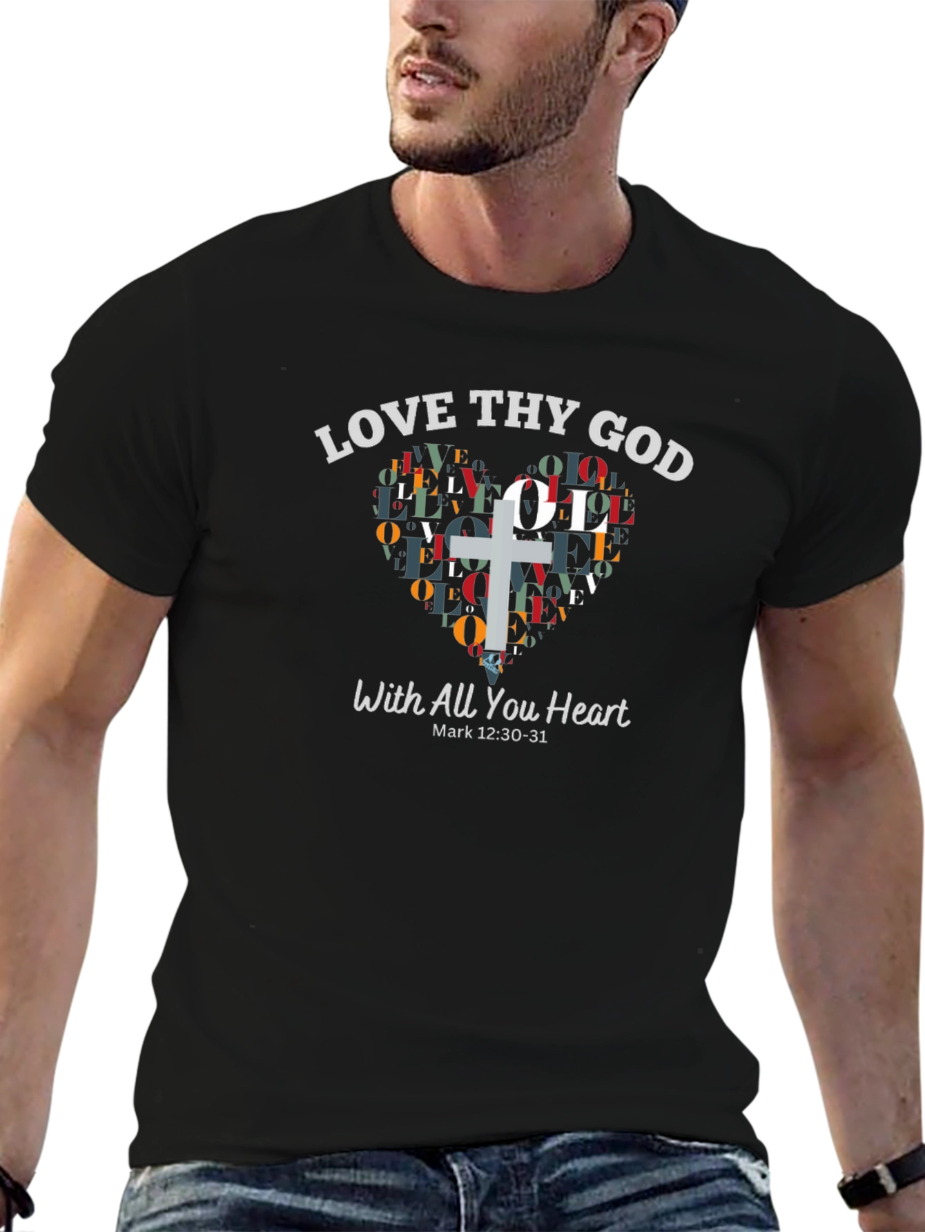 Love Thy God Heart Graphic Tee - Mark 12:30-31