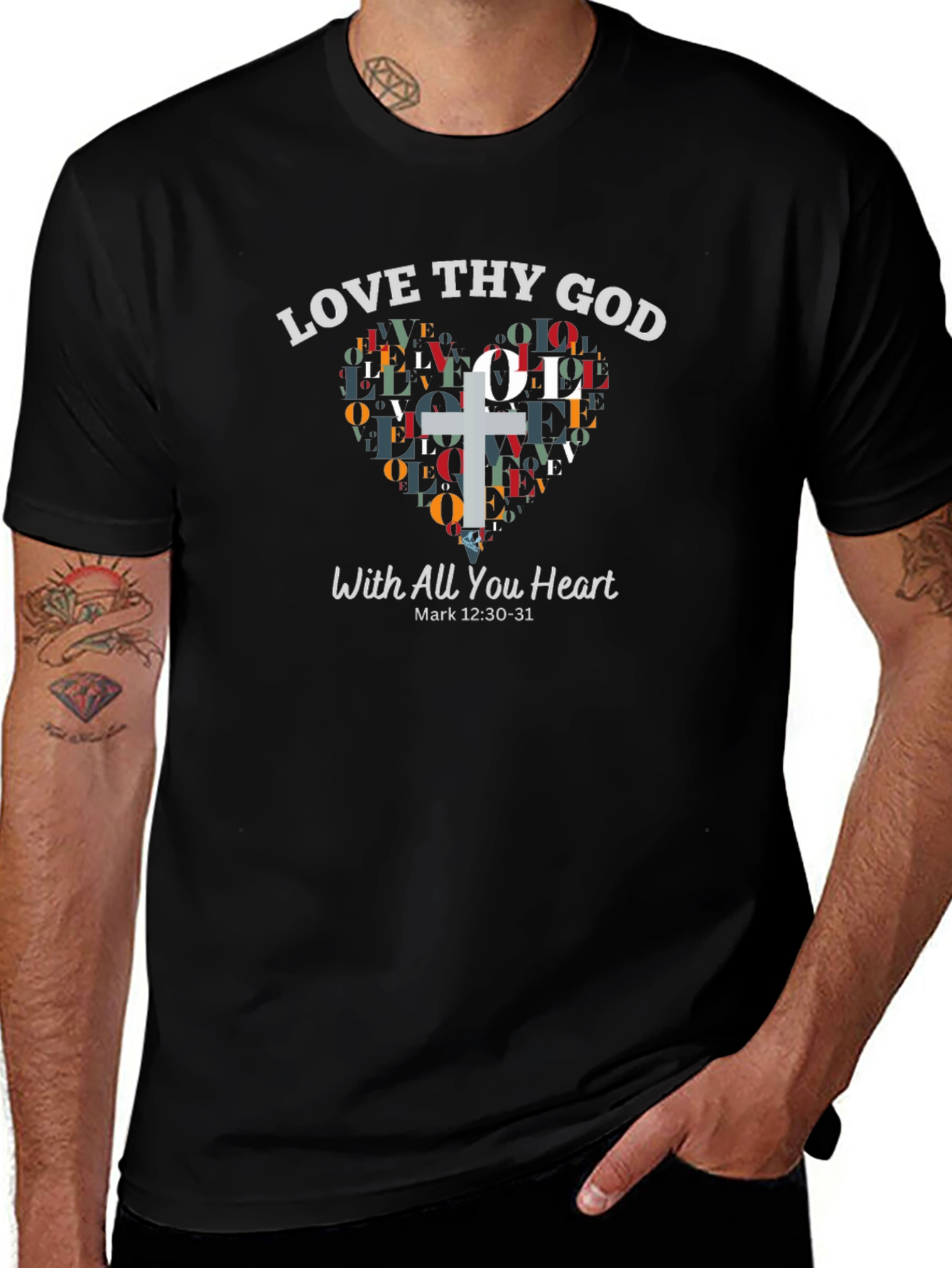 Love Thy God Heart Graphic Tee - Mark 12:30-31