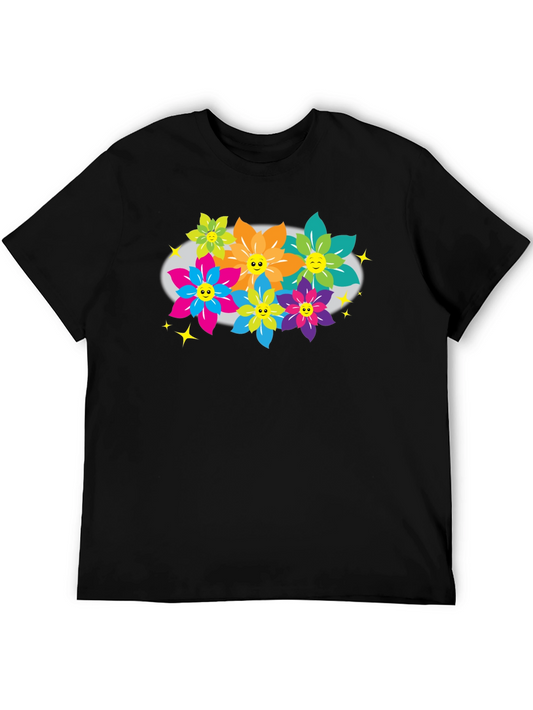 Funky Flowers T-Shirt - Happy Graphic Tee