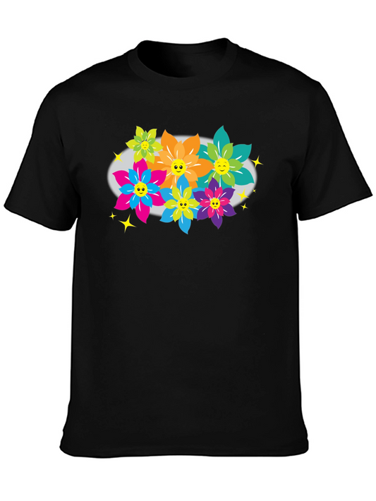 Funky Flowers T-Shirt - Happy Graphic Tee
