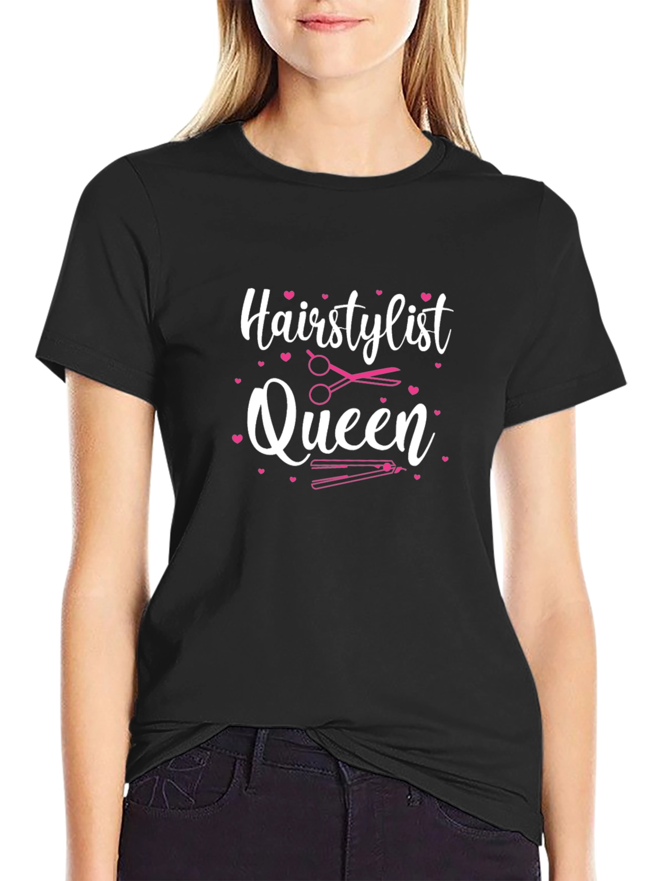 Hairstylist Queen Graphic Tee - Black Cotton