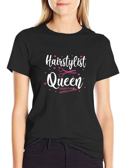 Hairstylist Queen Graphic Tee - Black Cotton