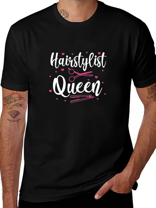 Hairstylist Queen Graphic Tee - Black Cotton