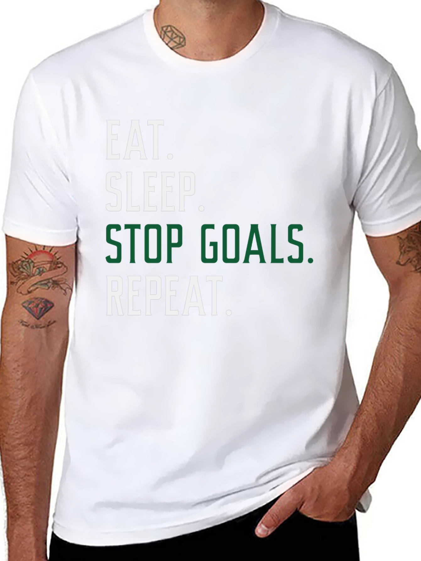 Eat Sleep Stop Goals Repeat Black T-Shirt