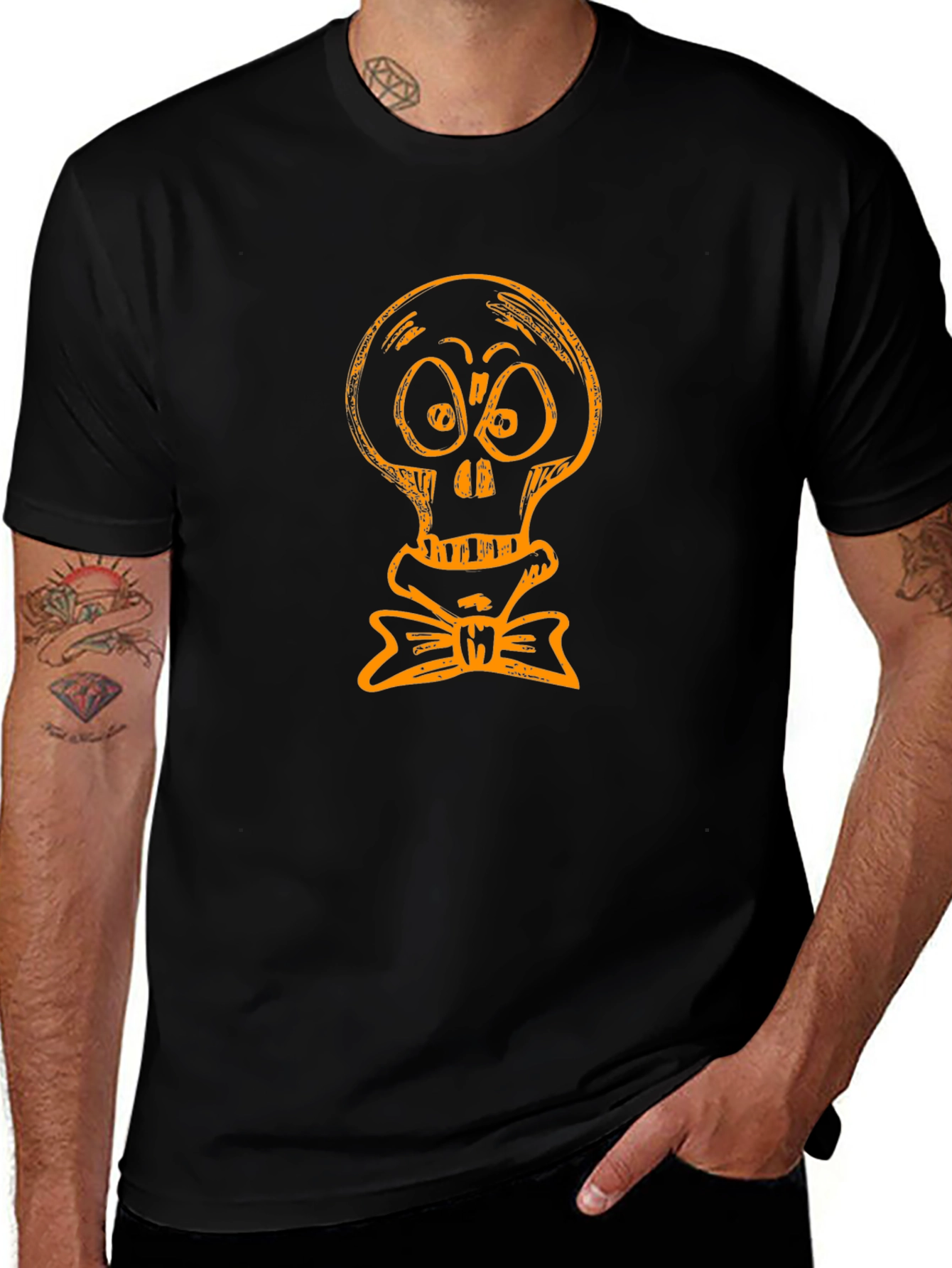 Skull with Bow Tie Graphic Tee