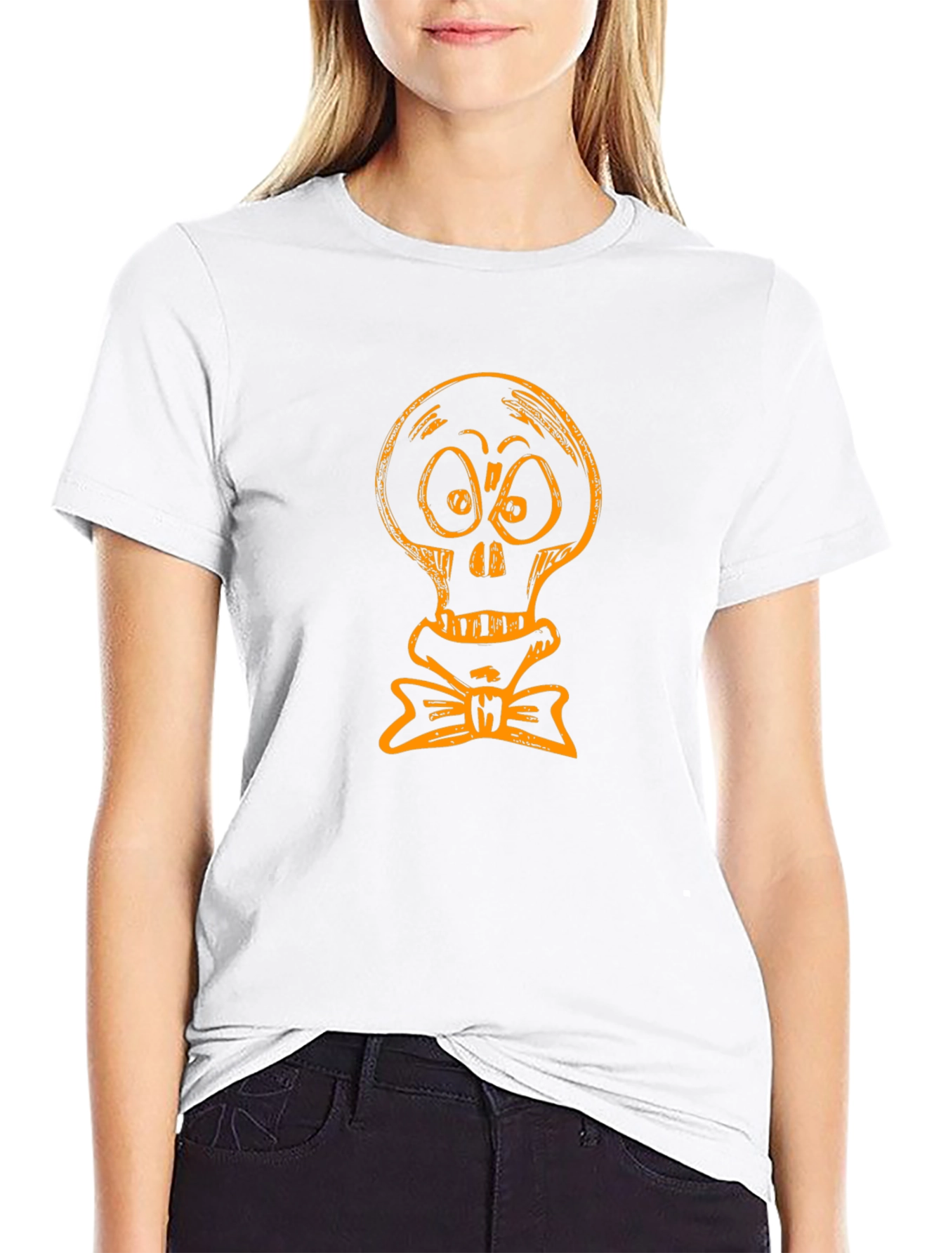 Skull with Bow Tie Graphic Tee