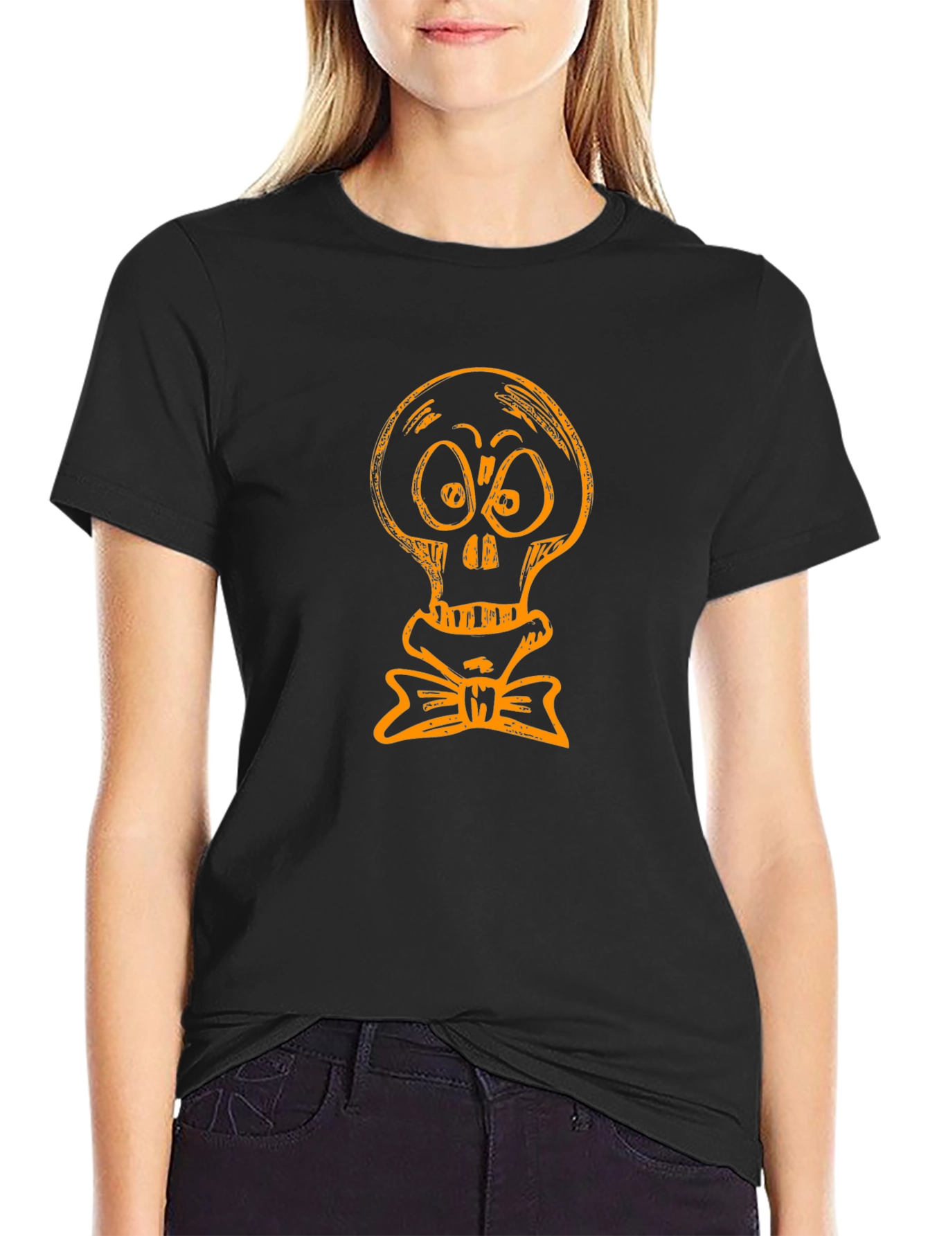 Skull with Bow Tie Graphic Tee