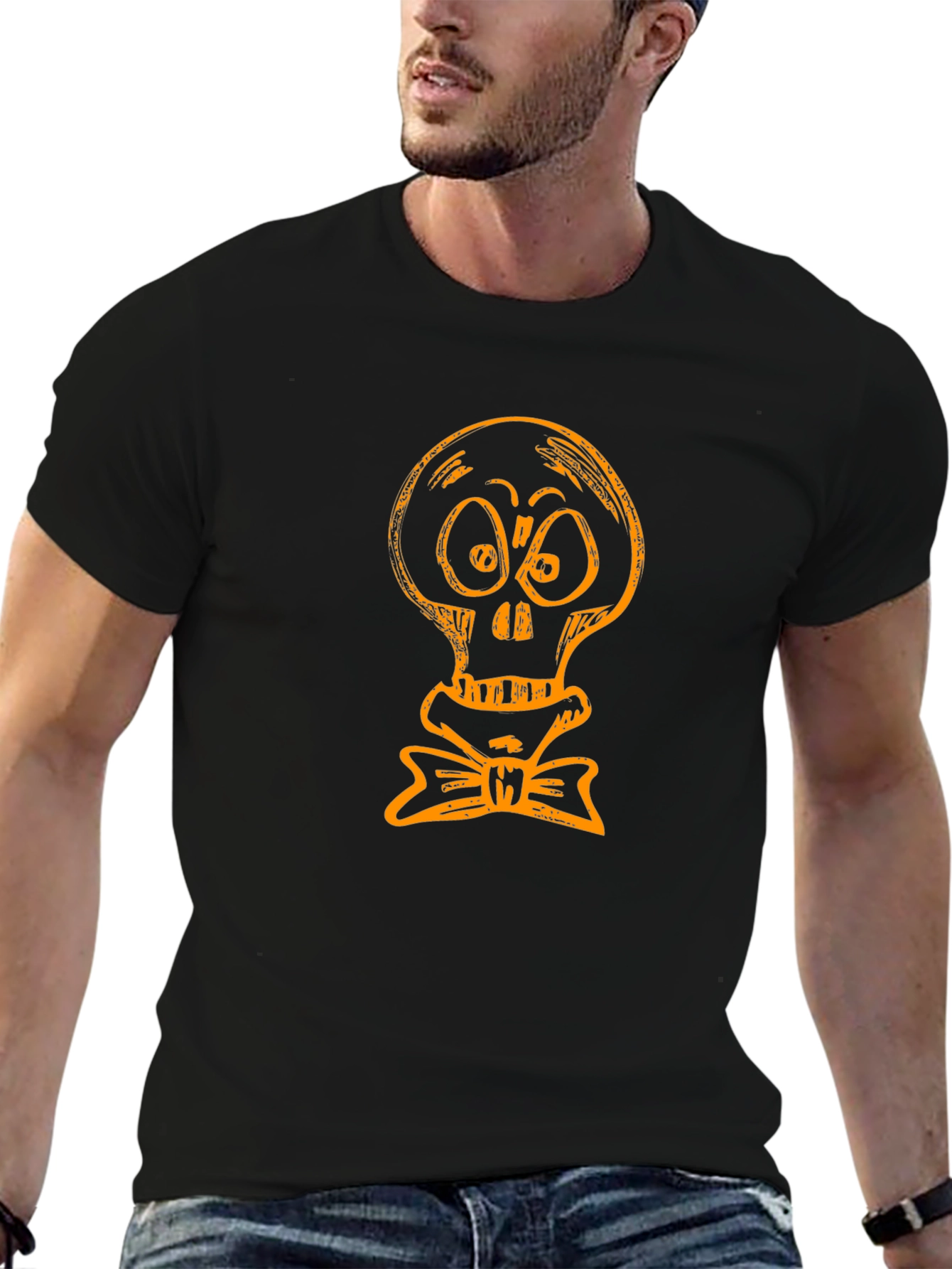Skull with Bow Tie Graphic Tee