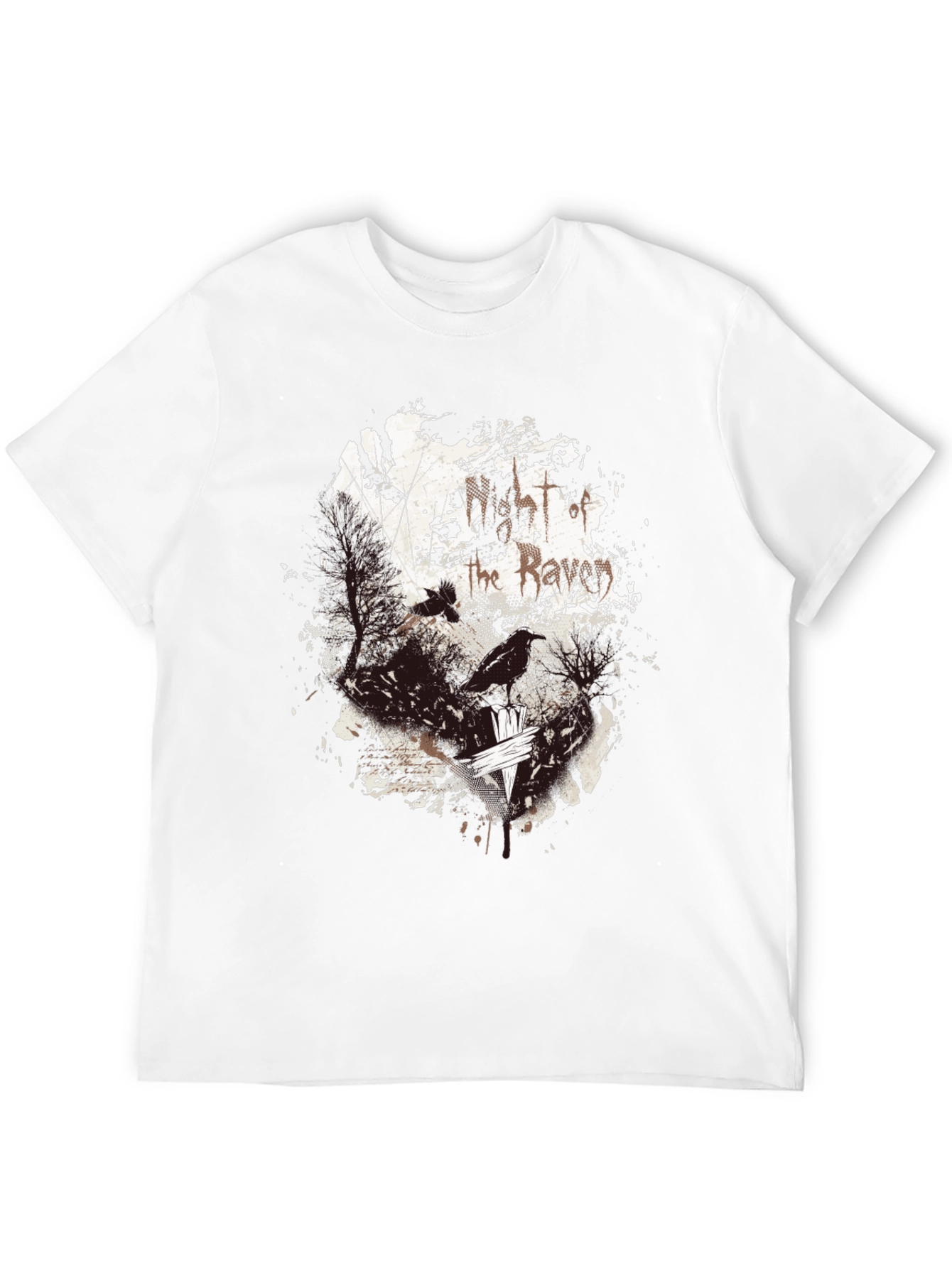 Raven Print Graphic Tee - Black