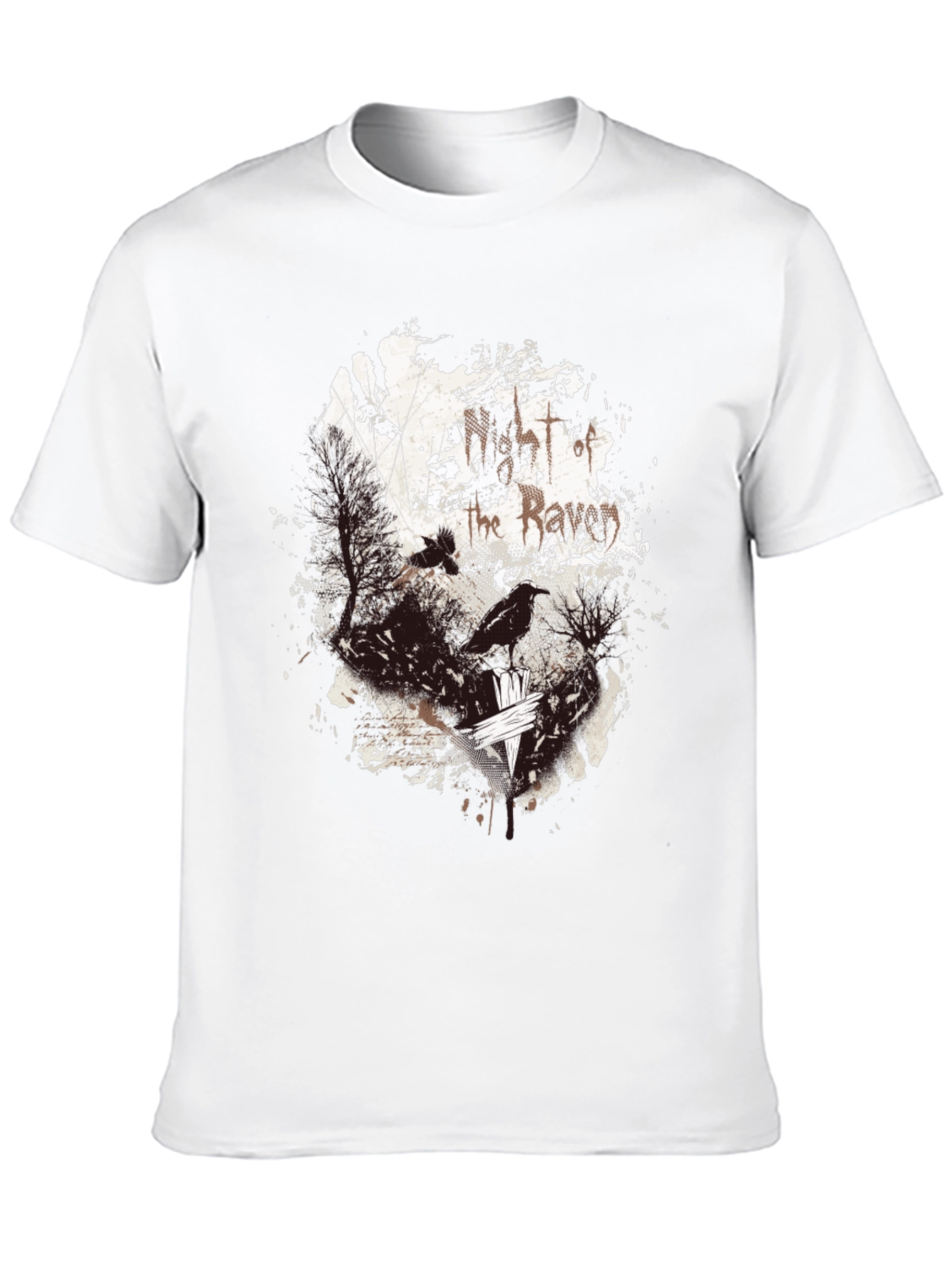 Raven Print Graphic Tee - Black