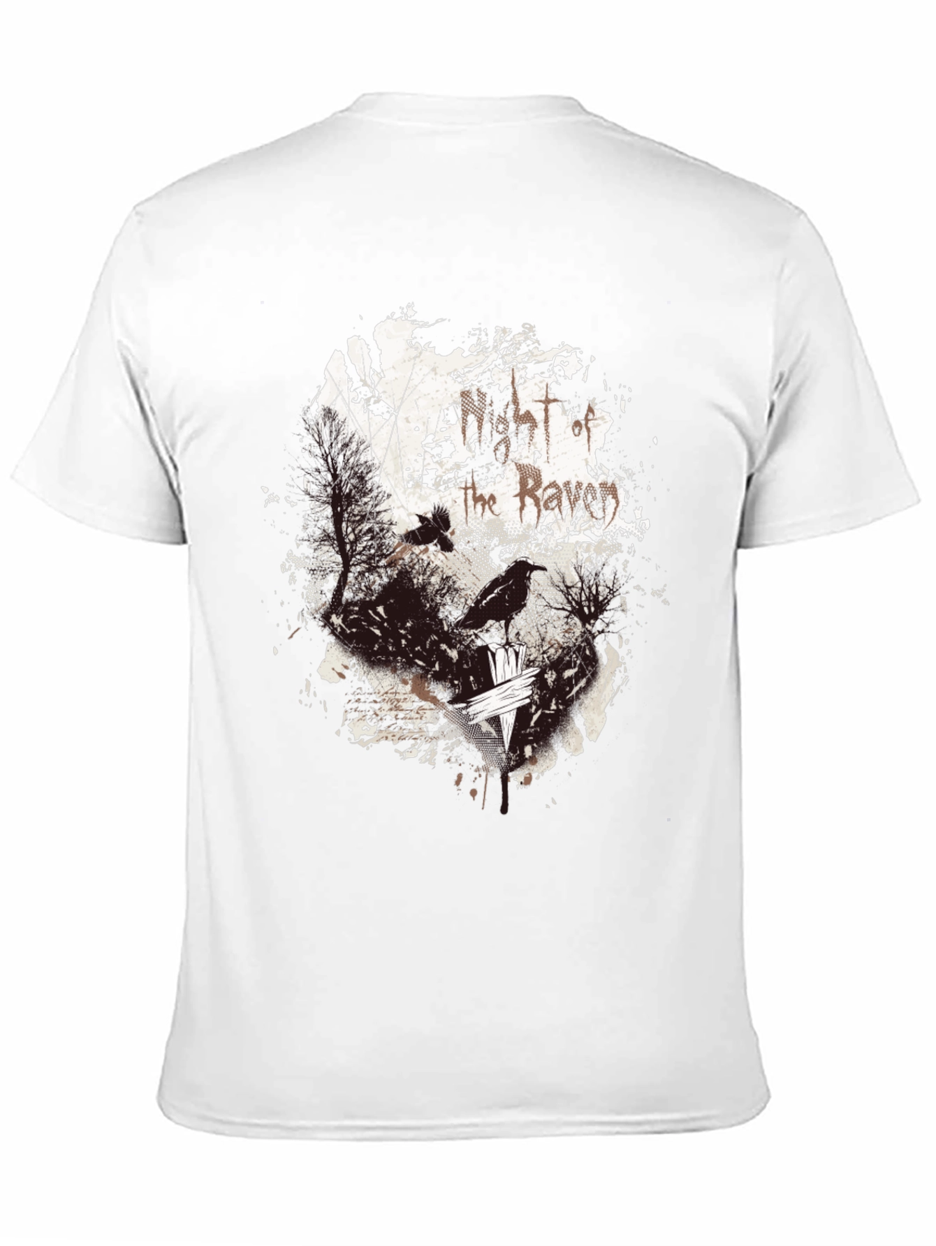 Raven Print Graphic Tee - Black