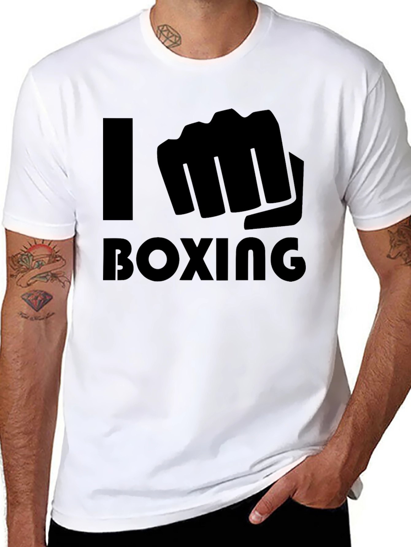 I Love Boxing Black T-Shirt Punching Fist Graphic Tee