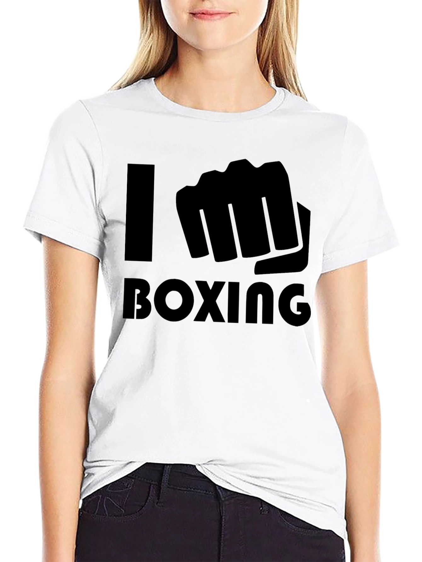 I Love Boxing Black T-Shirt Punching Fist Graphic Tee