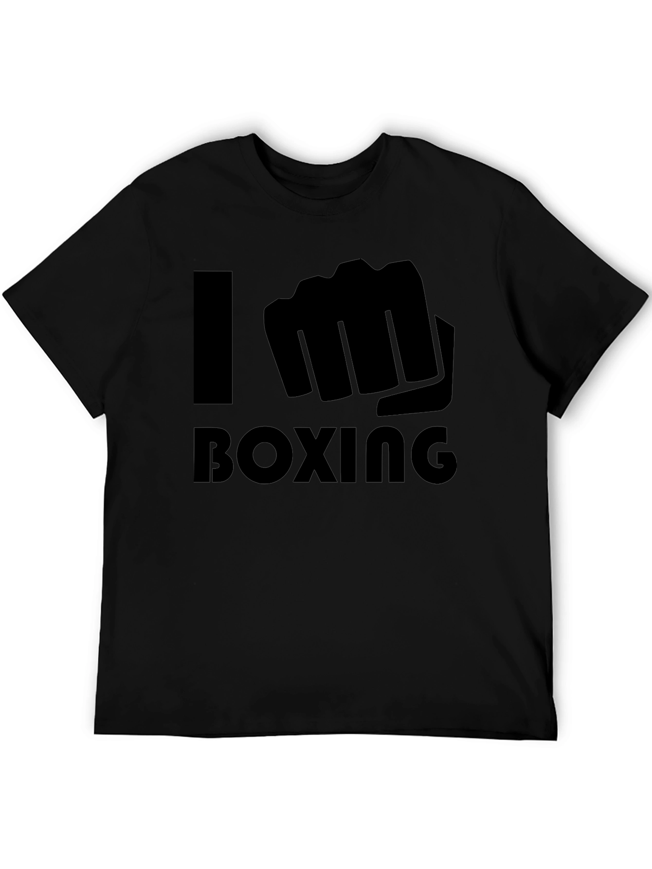 I Love Boxing Black T-Shirt Punching Fist Graphic Tee